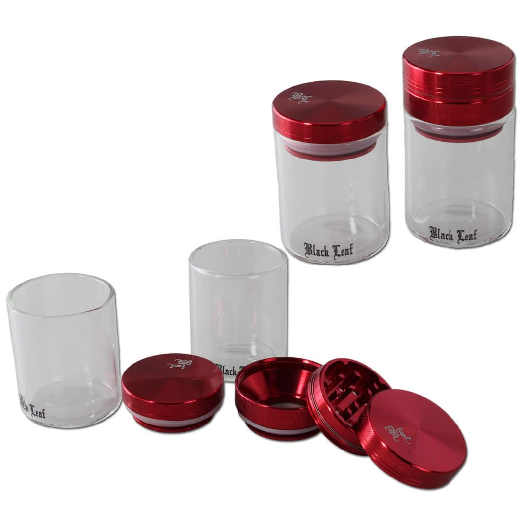 Hlinikova drvicka so sklenenym zasobnikom 3 dielna cervena