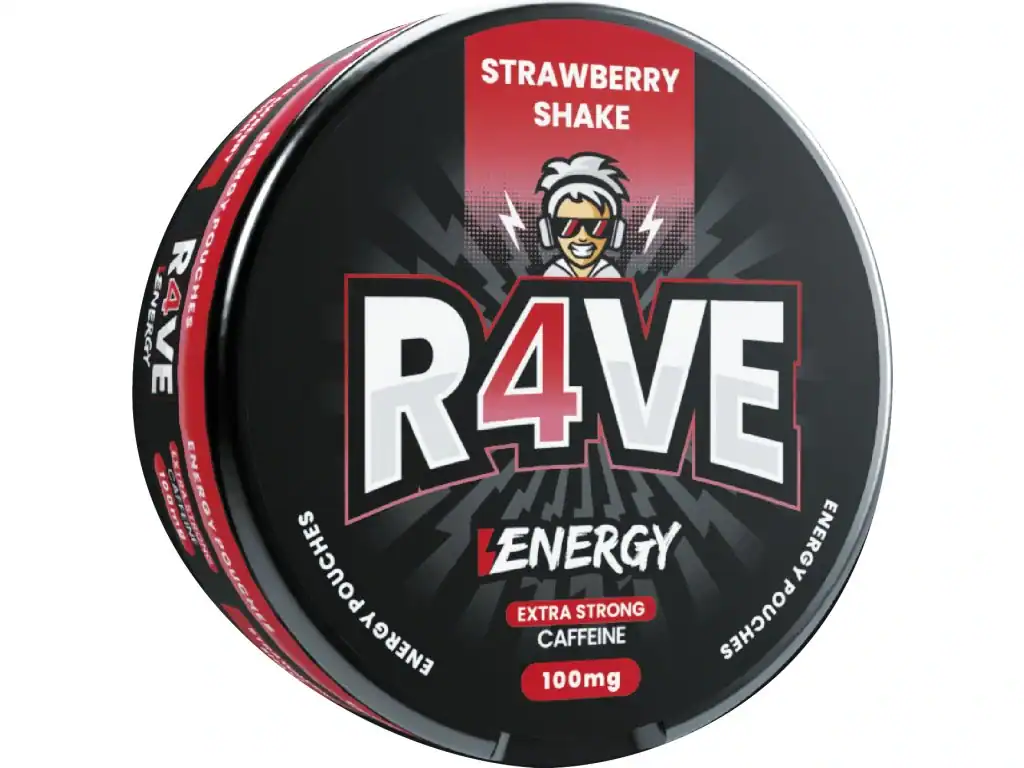 Kofeinove vrecka R4VE Energy Extra Strong 100mg strawberry shake