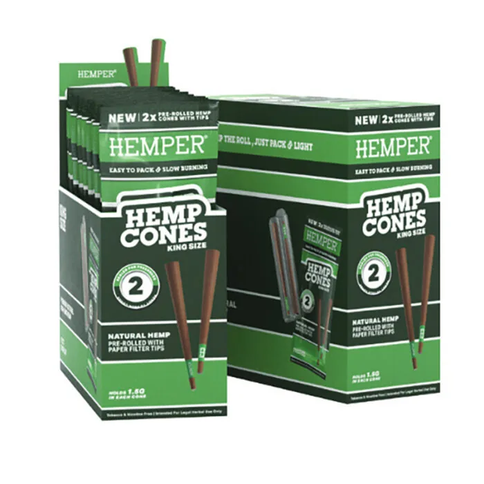 Konopne dutinky HEMPER 2ks King Size skleneny tip