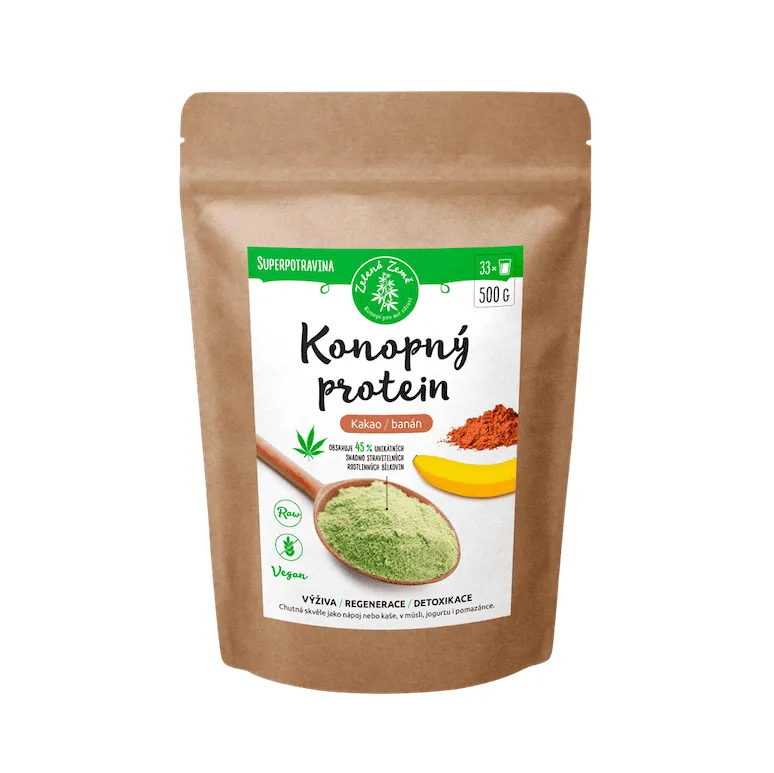 Zelena Zeme konopny protein Kakao Banan 500 g